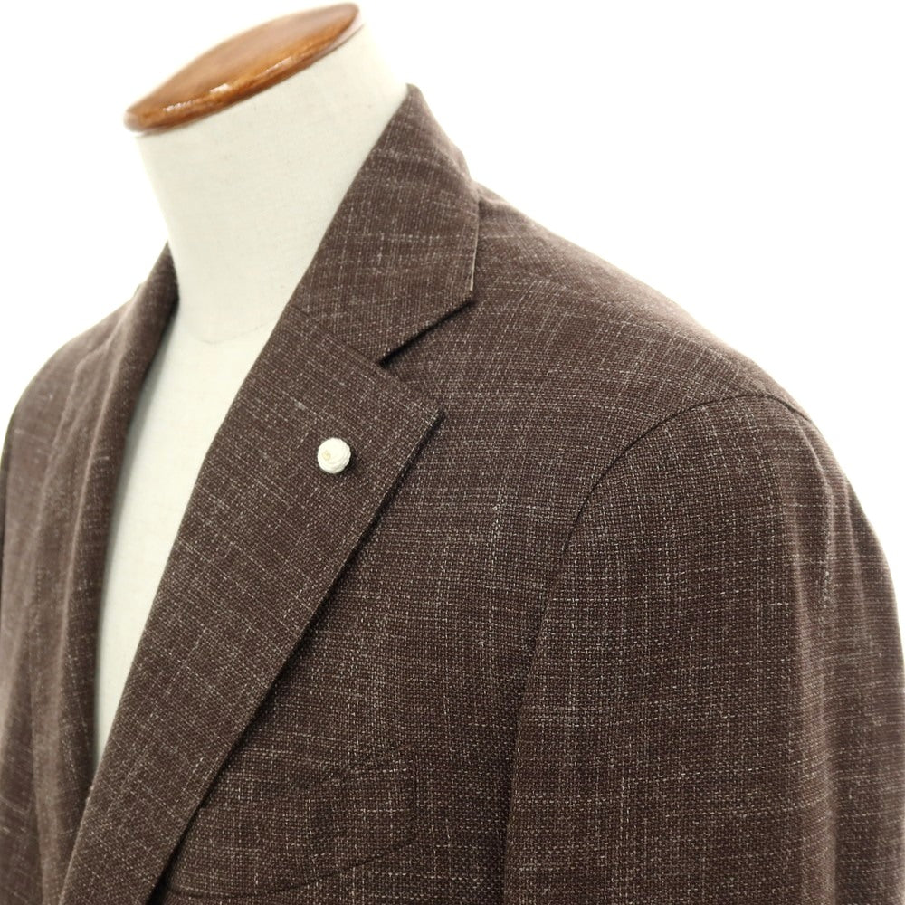【中古】ルイジ ビアンキ マントヴァ Luigi Bianchi Mantova ウールシルクリネン 2B テーラードジャケット アッシュブラウン【サイズ48】【 状態ランクA 】【 メンズ 】