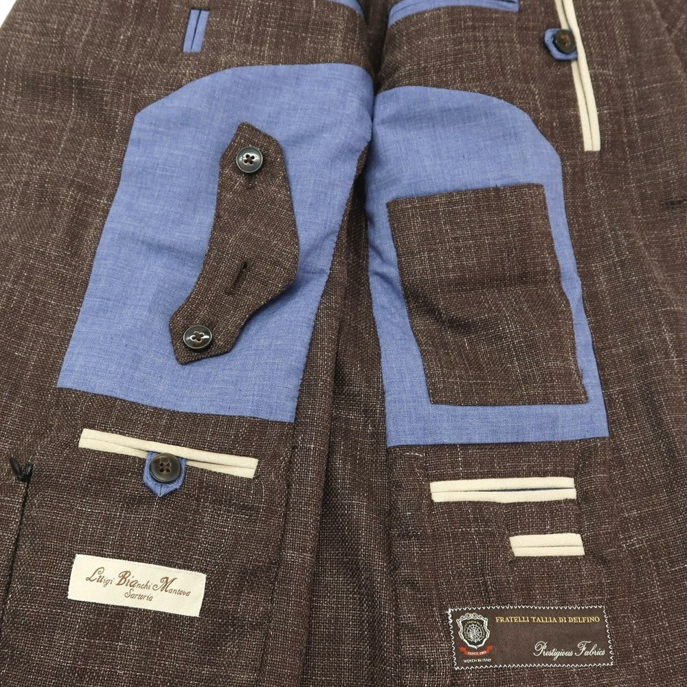 【中古】ルイジ ビアンキ マントヴァ Luigi Bianchi Mantova ウールシルクリネン 2B テーラードジャケット アッシュブラウン【サイズ48】【 状態ランクA 】【 メンズ 】