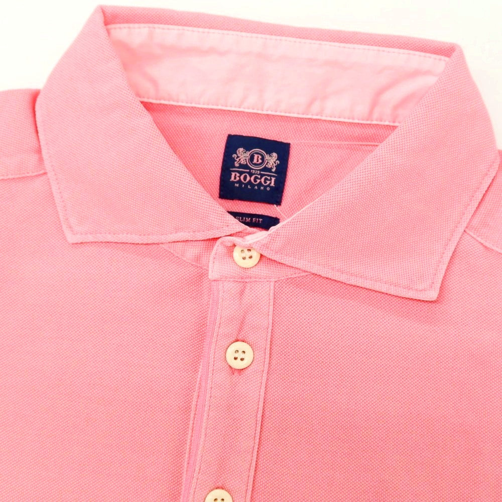 【中古】ボッジ BOGGI コットン 鹿の子 半袖ポロシャツ ピンク【サイズM】【 状態ランクB 】【 メンズ 】