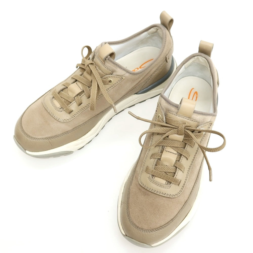 中古】サントーニ Santoni レザー スニーカー グレージュ【サイズ5 1/2 