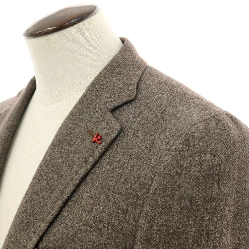 【中古】イザイア ISAIA ウールコットンカシミヤ 2B テーラードジャケット グレイッシュブラウン【 50 】【 状態ランクB 】【 メンズ 】