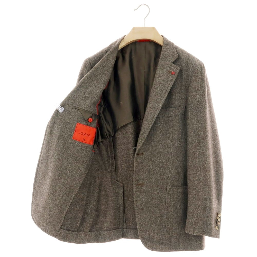 【中古】イザイア ISAIA ウールコットンカシミヤ 2B テーラードジャケット グレイッシュブラウン【 50 】【 状態ランクB 】【 メンズ 】