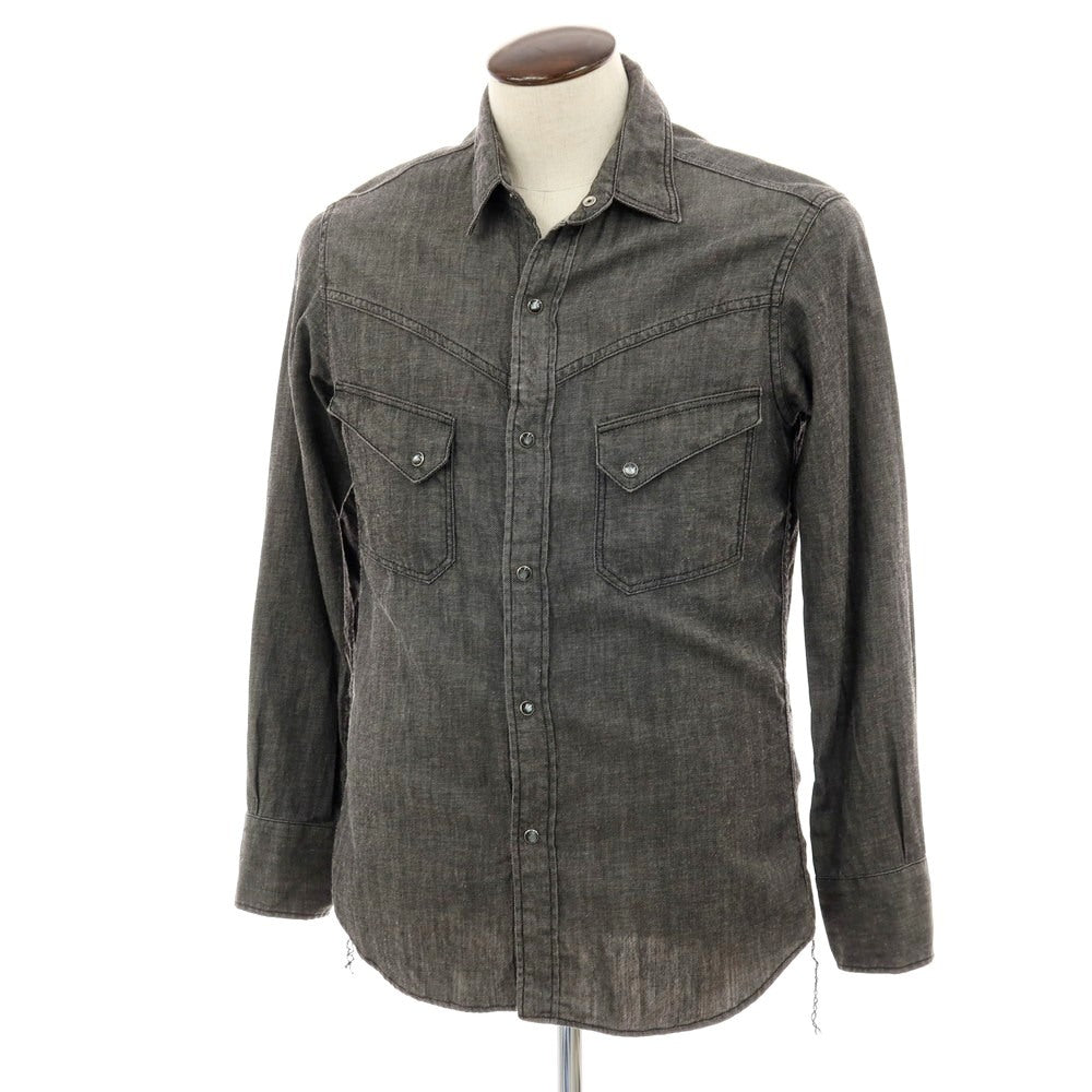 【中古】イカイ YCHAI コットンリネン デニム ウエスタンシャツ グレー【 L 】【 状態ランクB 】【 メンズ 】