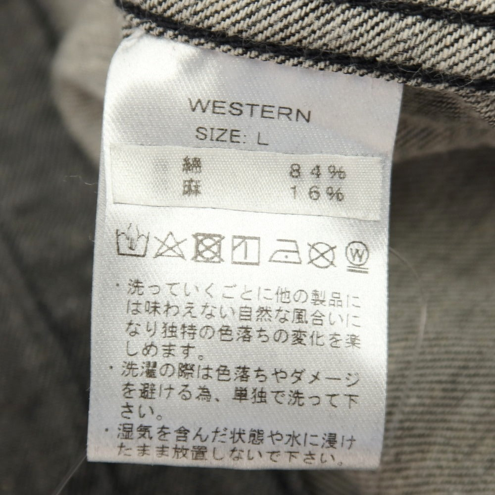 【中古】イカイ YCHAI コットンリネン デニム ウエスタンシャツ グレー【 L 】【 状態ランクB 】【 メンズ 】