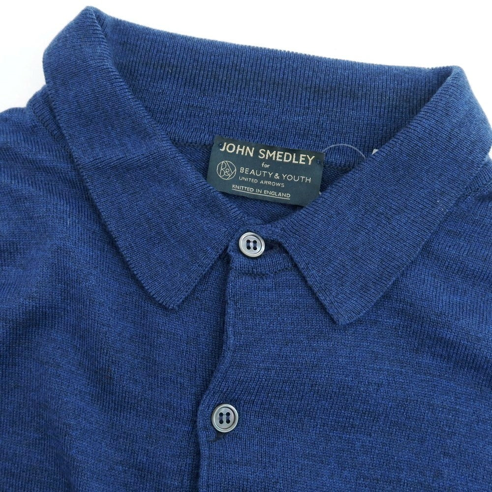 【中古】ジョンスメドレー JOHN SMEDLEY BEAUTY&YOUTH別注 ウール 長袖 ポロニット ブルー【 L 】【 状態ランクA 】【 メンズ 】