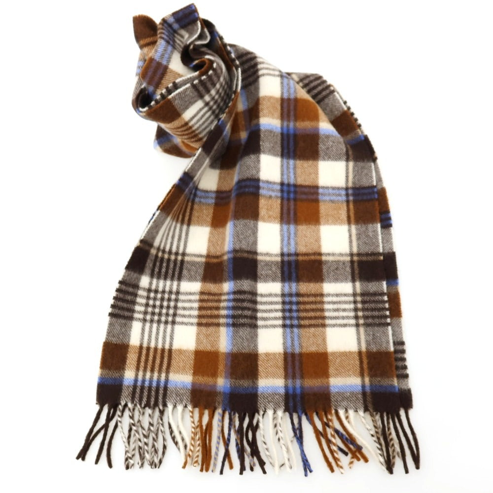 【中古】ジョシュアエリス Joshua Ellis カシミヤ チェック マフラー ブラウンxホワイト【 状態ランクB 】【 メンズ 】
