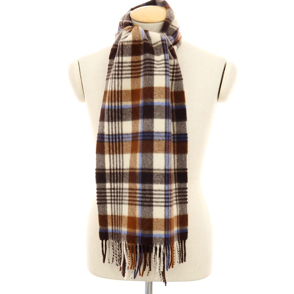 【中古】ジョシュアエリス Joshua Ellis カシミヤ チェック マフラー ブラウンxホワイト【 状態ランクB 】【 メンズ 】