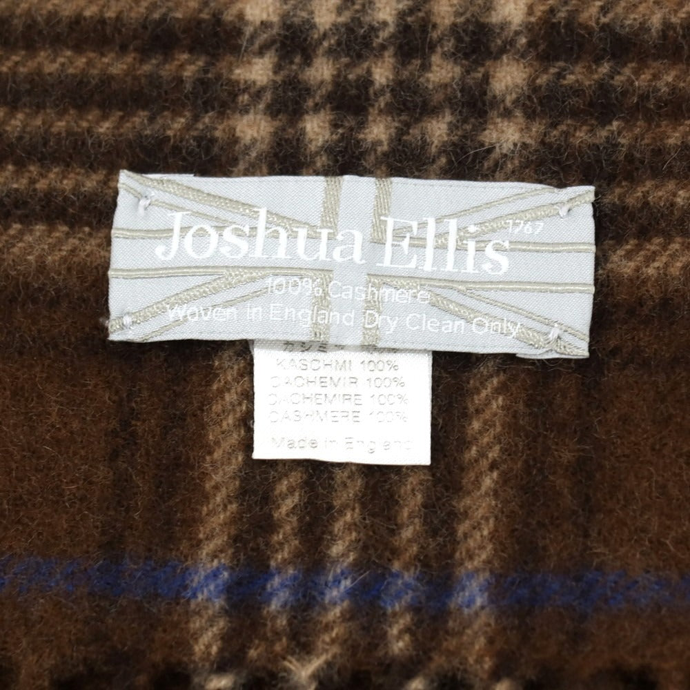 【中古】ジョシュアエリス Joshua Ellis カシミヤ チェック マフラー ブラウンxブルー【 状態ランクB 】【 メンズ 】