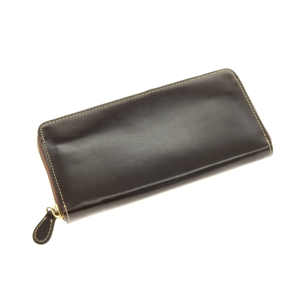 【中古】ガンゾ GANZO ブライドルレザー 長財布 ダークブラウン【 状態ランクB 】【 メンズ 】