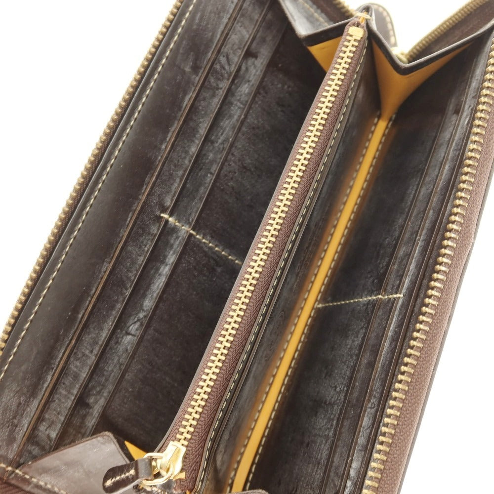 【中古】ガンゾ GANZO ブライドルレザー 長財布 ダークブラウン【 状態ランクB 】【 メンズ 】