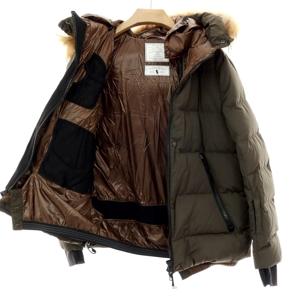 【中古】【未使用】ナノユニバース nano universe 西川ダウン製 ポリエステル ファー ダウンジャケット モスグリーンxブラック【 L 】【 状態ランクS 】【 メンズ 】