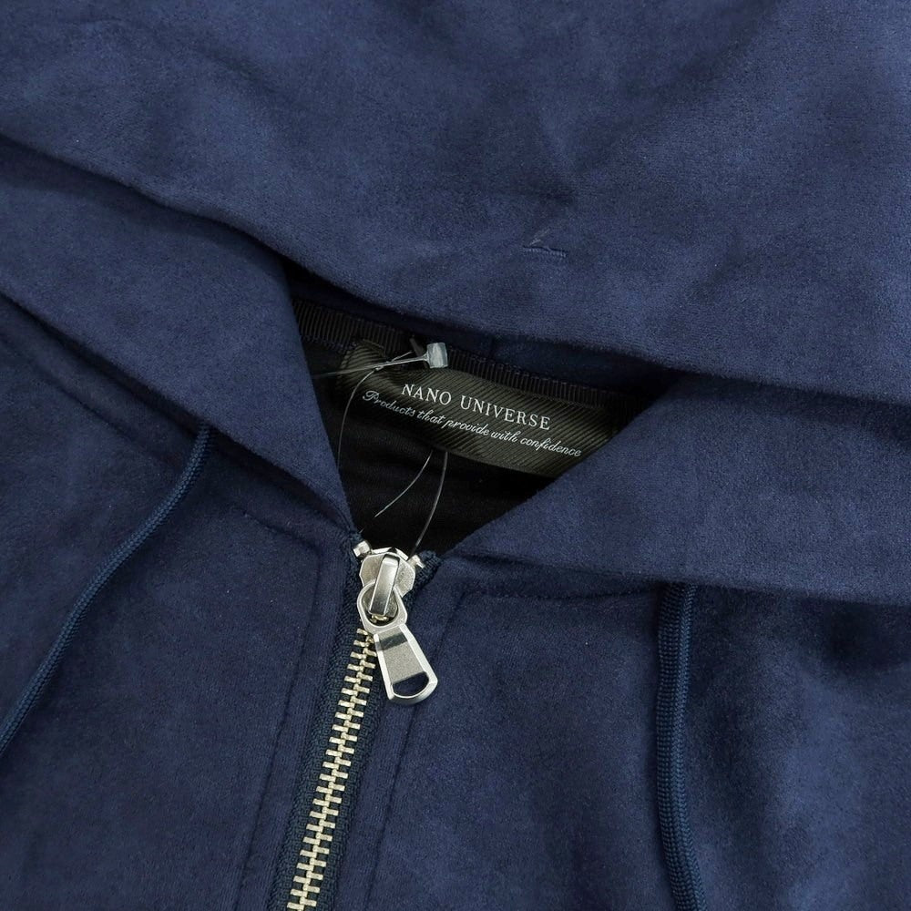 【中古】【未使用】ナノユニバース nano universe フェイク スエード ジャージー ダブルジップ パーカー ネイビー【 L 】【 状態ランクS 】【 メンズ 】