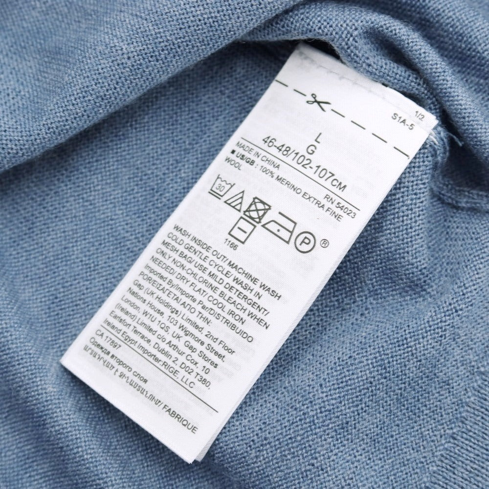 【中古】【未使用】バナナリパブリック Banana Republic ハイゲージ ウール Vネック プルオーバーニット ブルー【 L 】【 状態ランクS 】【 メンズ 】