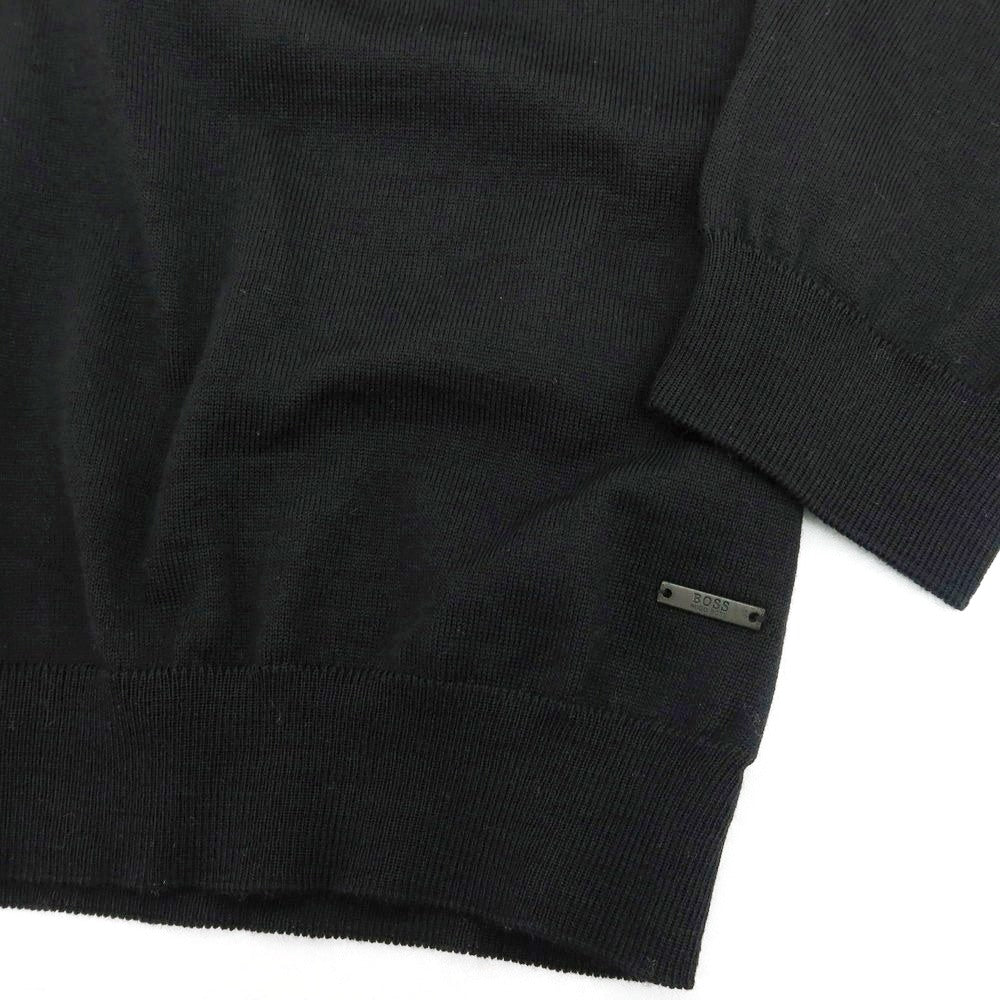 【中古】【未使用】ヒューゴボス HUGO BOSS ハイゲージ ウール スタンドカラー ハーフジップ プルオーバーニット ブラック【 M 】【 状態ランクS 】【 メンズ 】