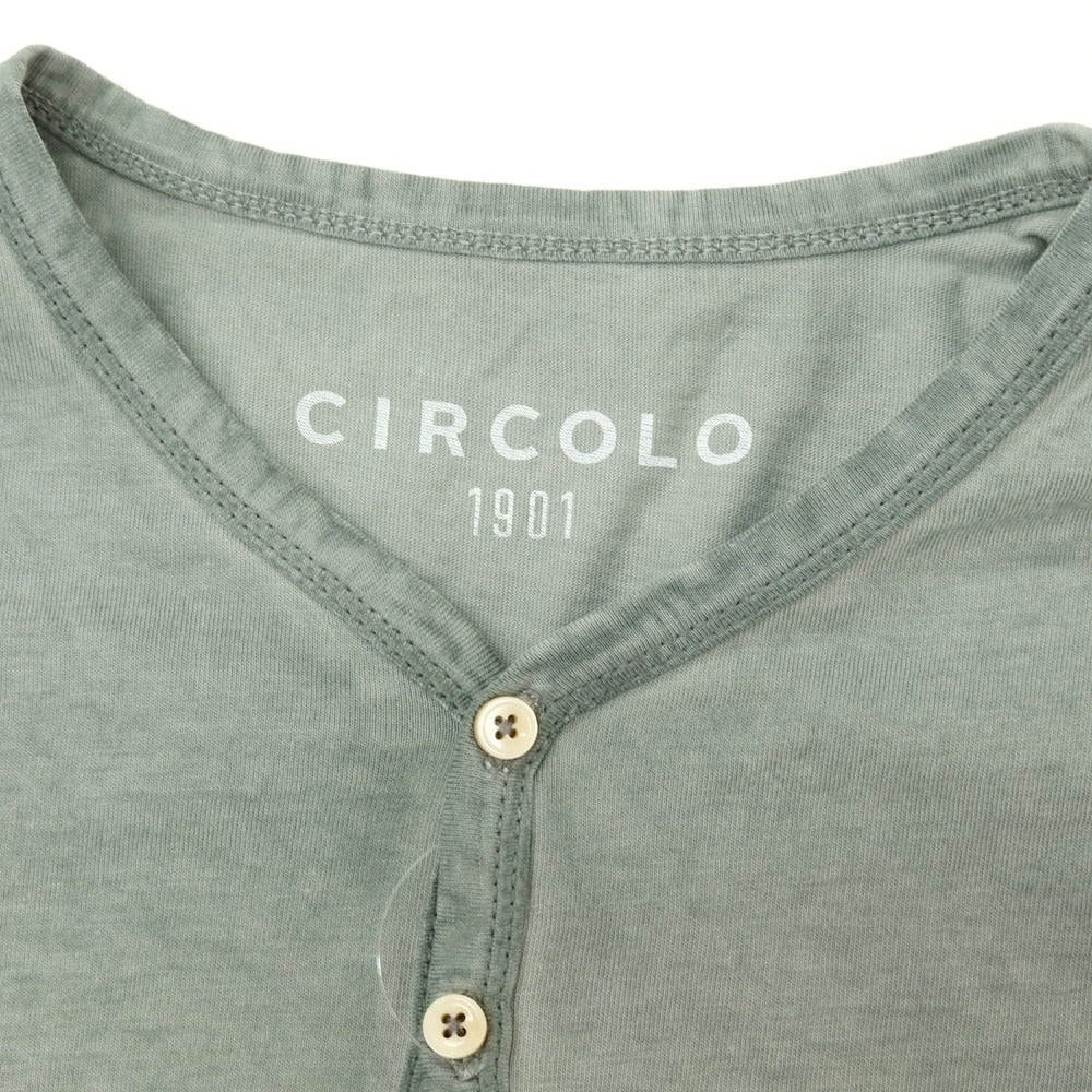 【中古】チルコロ1901 CIRCOLO 1901 製品加工 コットン ヘンリーネック 半袖Tシャツ グリーングレー系【サイズXS】【 状態ランクB 】【 メンズ 】