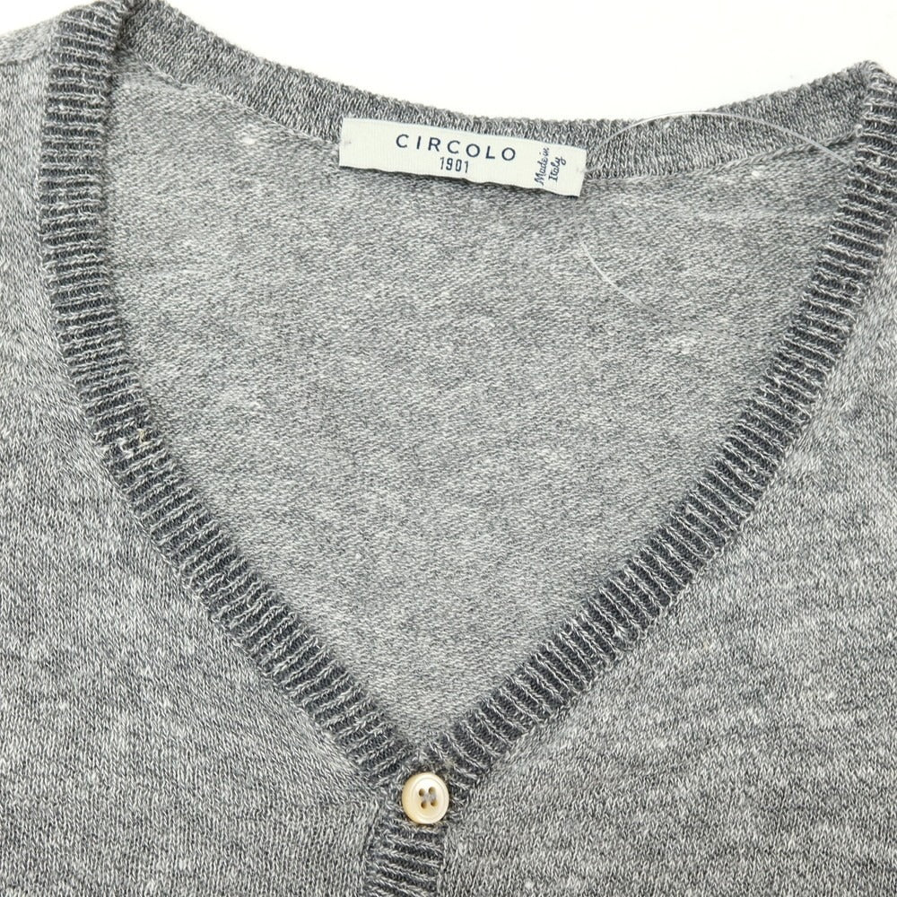 【中古】チルコロ1901 CIRCOLO 1901 リネンコットン ヘンリーネック 半袖 プルオーバーニット グレー【サイズXS】【 状態ランクB 】【 メンズ 】