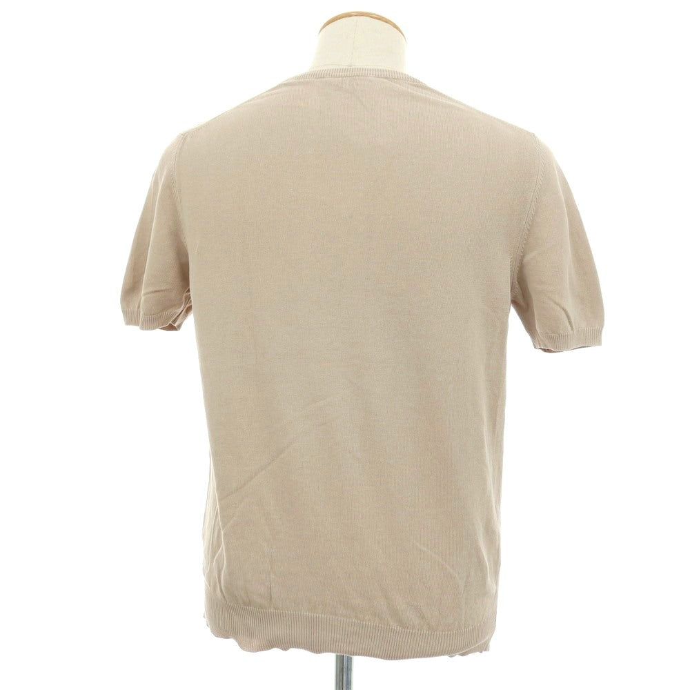 【中古】グランサッソ GRAN SASSO Vintage コットン クルーネック 半袖 プルオーバーニット ベージュ【サイズ46】【 状態ランクC 】【 メンズ 】