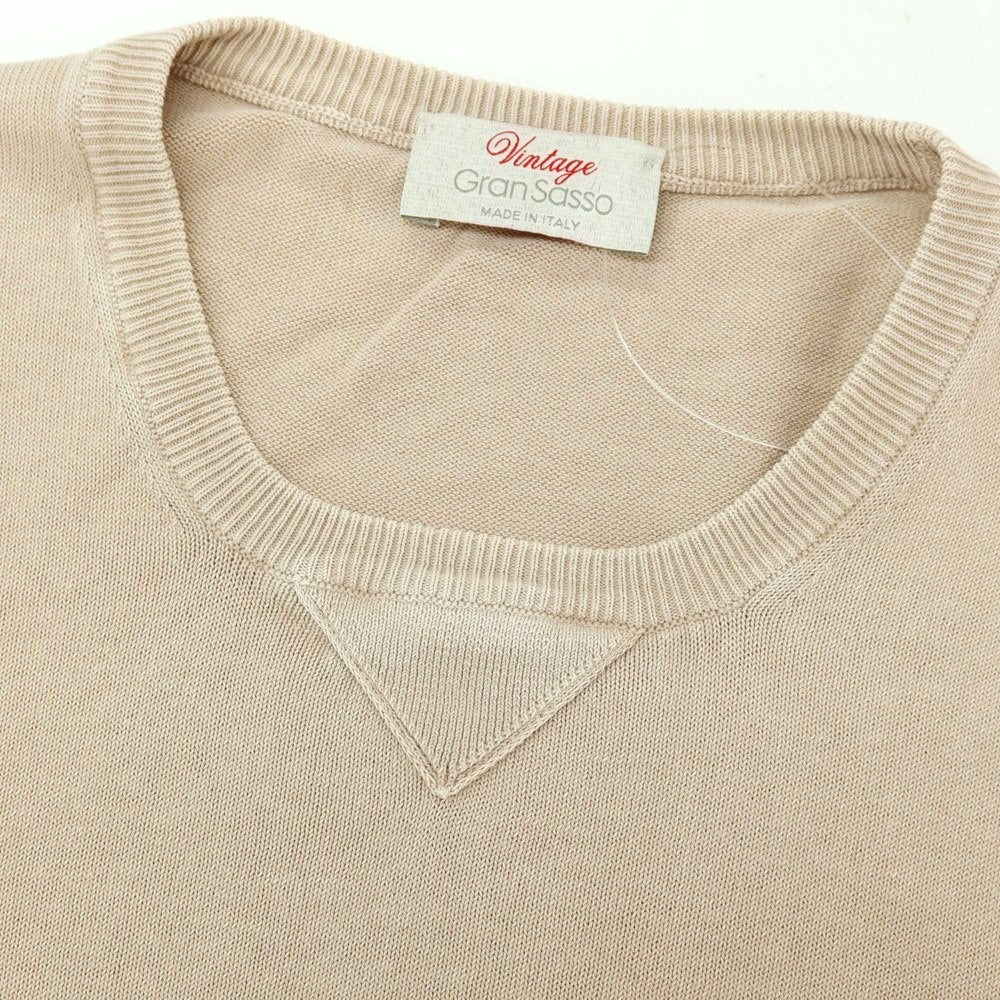 【中古】グランサッソ GRAN SASSO Vintage コットン クルーネック 半袖 プルオーバーニット ベージュ【サイズ46】【 状態ランクC 】【 メンズ 】