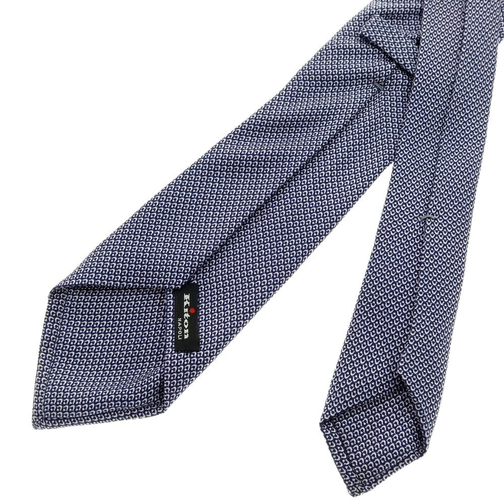 【中古】キートン Kiton シルク プリント クワトロピエゲネクタイ ネイビー系【 状態ランクB 】【 メンズ 】