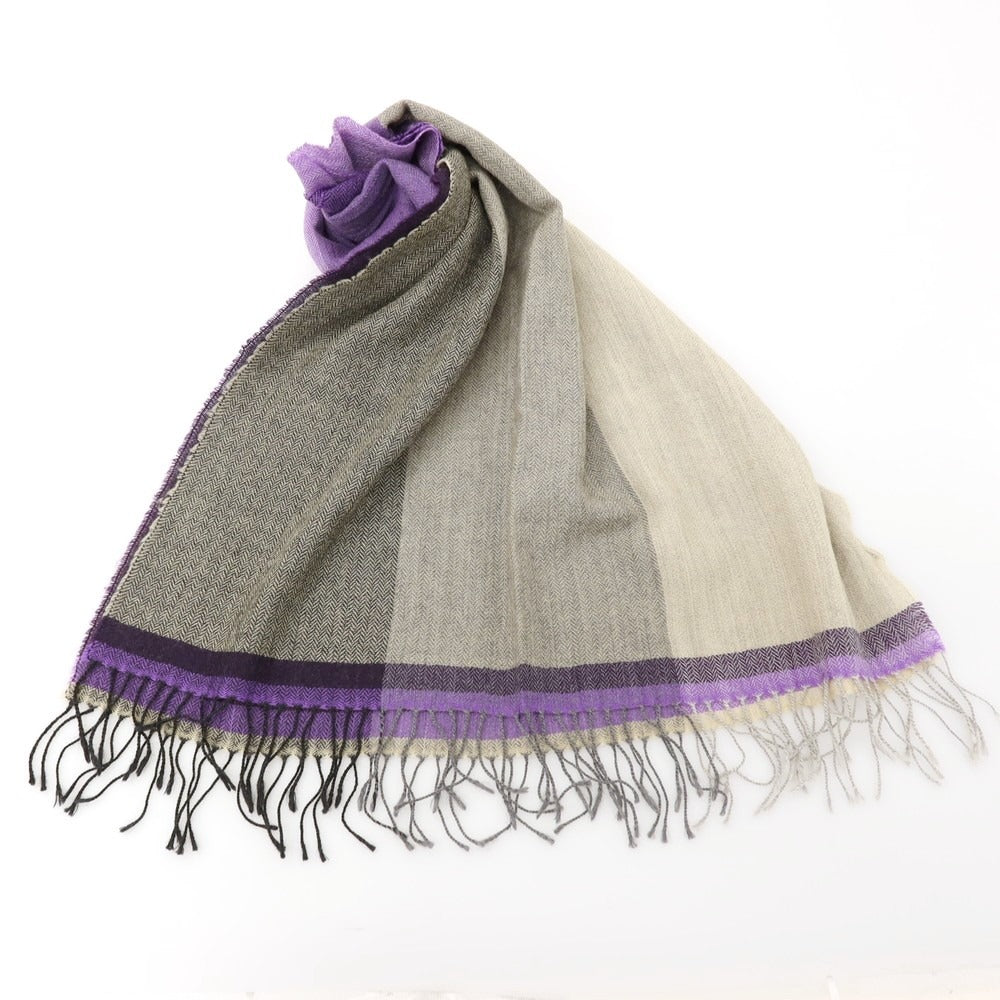 【中古】バーニーズニューヨーク BARNEYS NEWYORK ウール ストール パープルxグレー【 状態ランクB 】【 メンズ 】