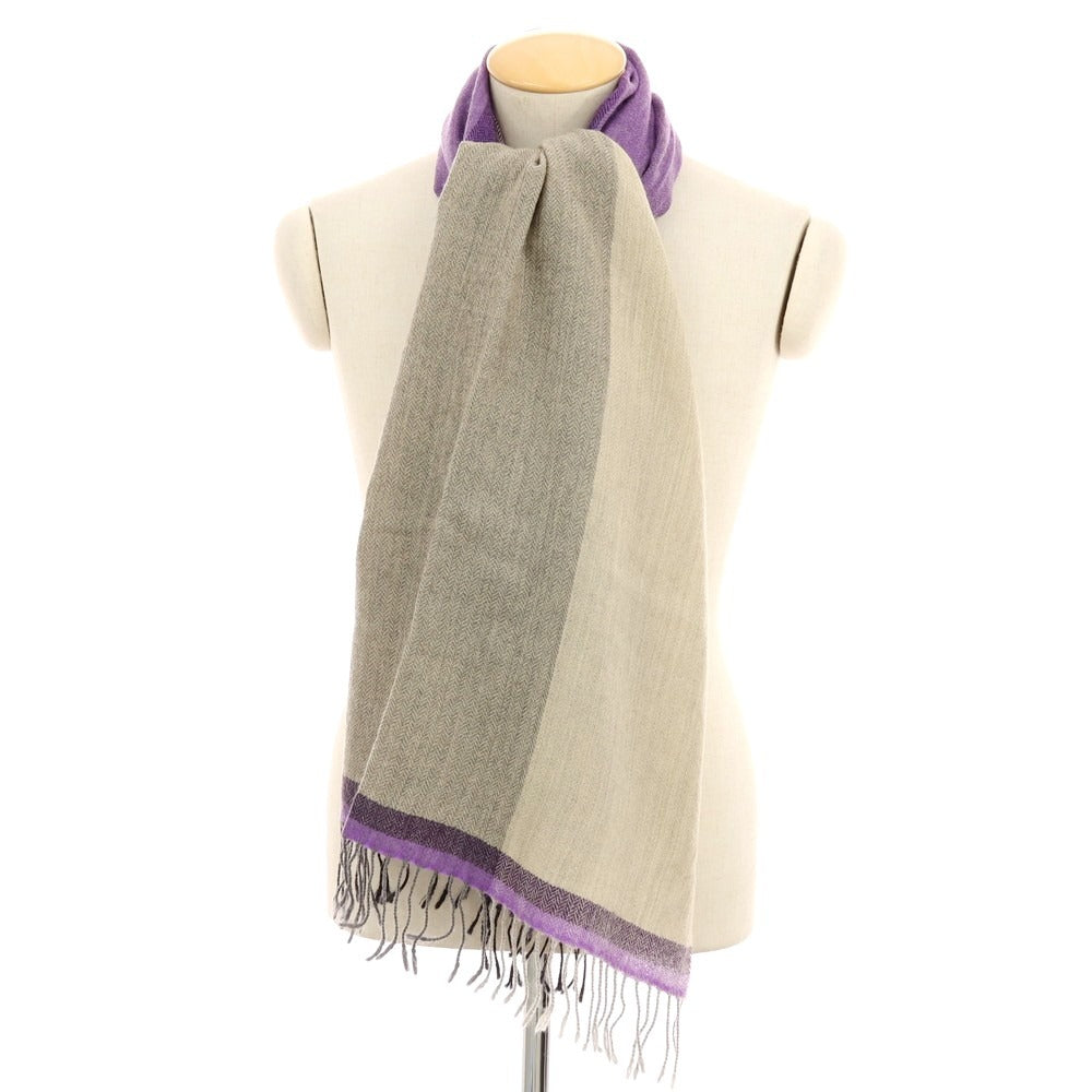 【中古】バーニーズニューヨーク BARNEYS NEWYORK ウール ストール パープルxグレー【 状態ランクB 】【 メンズ 】