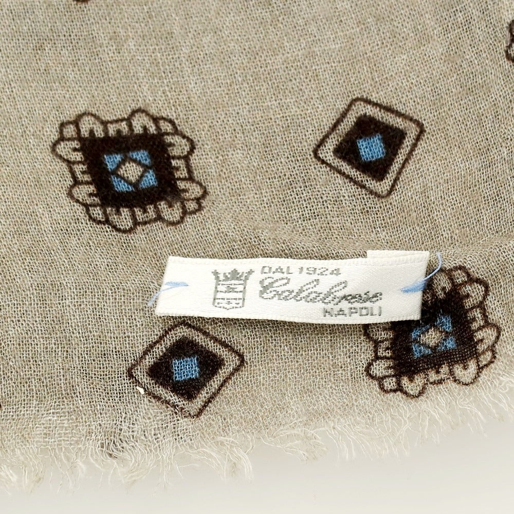 【中古】カラブレーゼ Calabrese モダールウール 小紋柄 ストール グレー【 状態ランクB 】【 メンズ 】