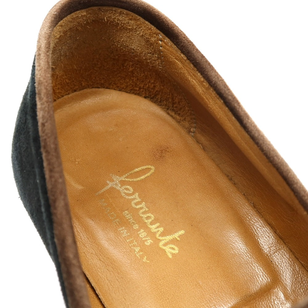 【中古】フェランテ FERRANTE スエード コンビ コインローファー ブラウンxブラック【サイズ6】【 状態ランクC 】【 メンズ 】