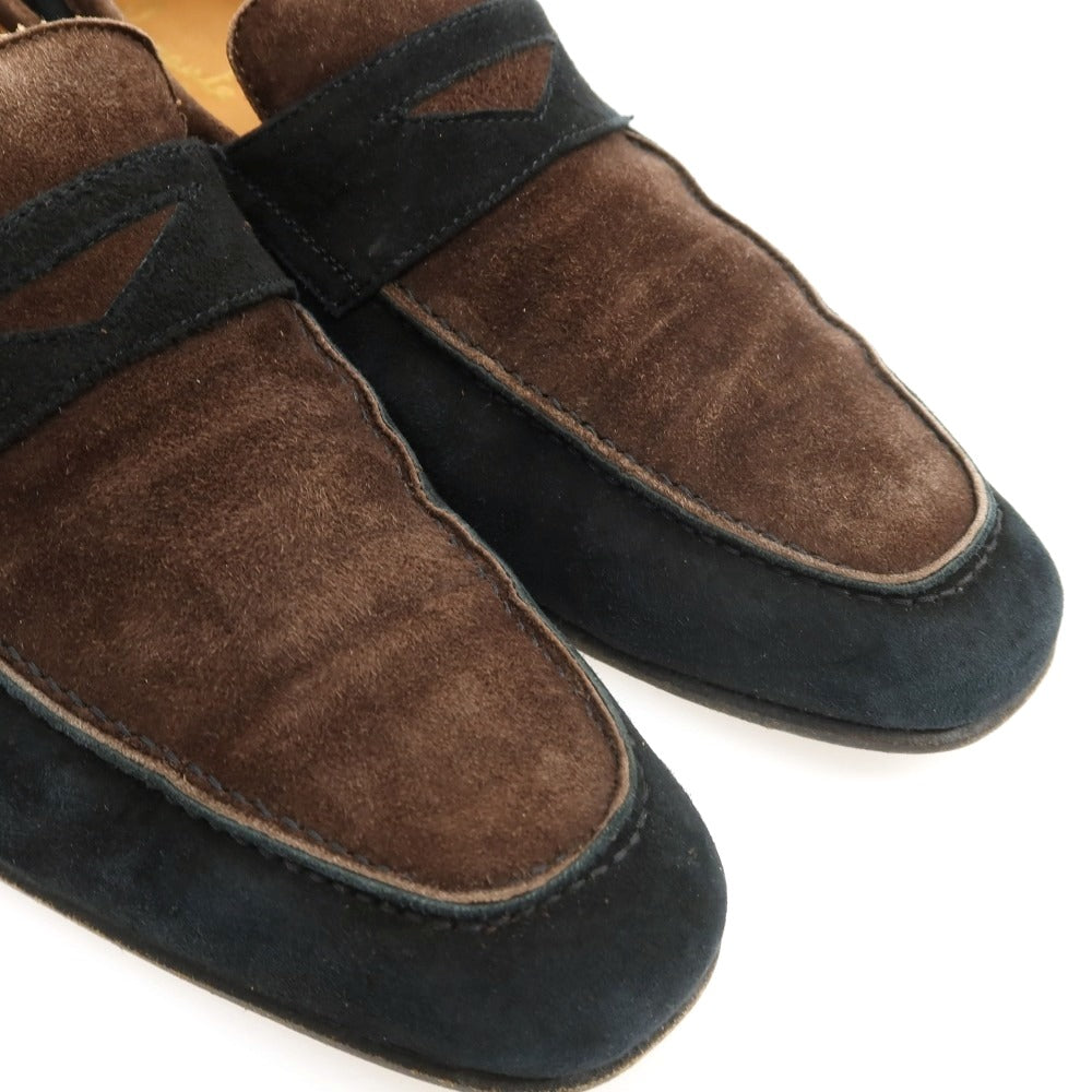 【中古】フェランテ FERRANTE スエード コンビ コインローファー ブラウンxブラック【サイズ6】【 状態ランクC 】【 メンズ 】