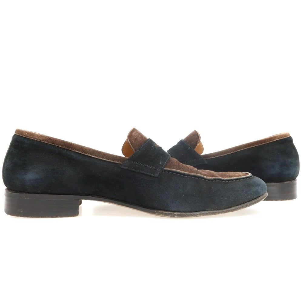 【中古】フェランテ FERRANTE スエード コンビ コインローファー ブラウンxブラック【サイズ6】【 状態ランクC 】【 メンズ 】