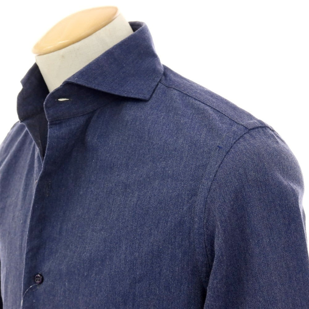 【中古】ギローバー GUY ROVER コットン ホリゾンタルカラー カジュアルシャツ ネイビー【 XS 】【 状態ランクC 】【 メンズ 】