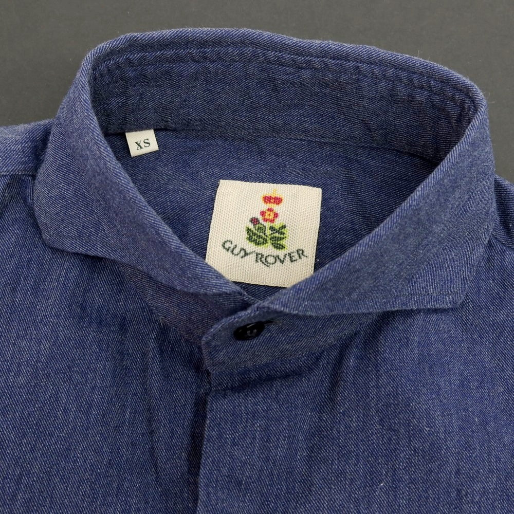 【中古】ギローバー GUY ROVER コットン ホリゾンタルカラー カジュアルシャツ ネイビー【 XS 】【 状態ランクC 】【 メンズ 】