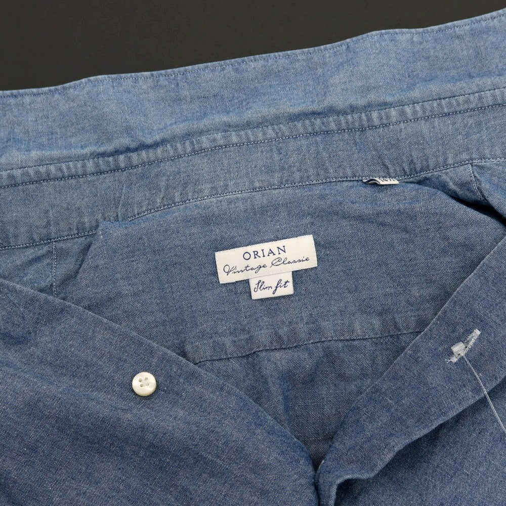 【中古】オリアン ORIAN コットン シャンブレー セミワイドカラー カジュアルシャツ ブルー【 37 】【 状態ランクC 】【 メンズ 】