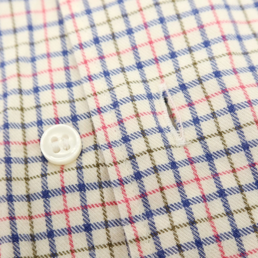 【中古】オリアン ORIAN コットン チェック ホリゾンタルカラー カジュアルシャツ ホワイトxマルチカラー【 37 】【 状態ランクC 】【 メンズ 】