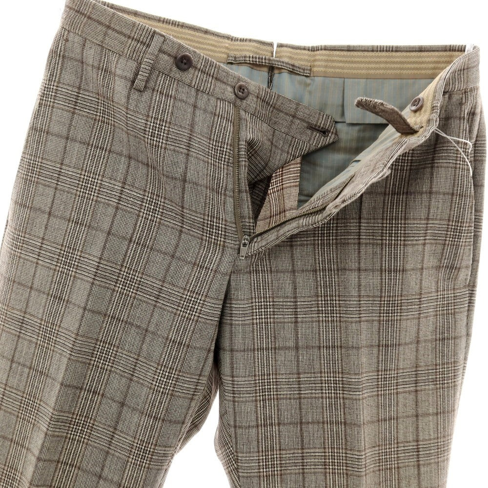 【中古】インコテックス INCOTEX ウール グレンチェック ドレススラックスパンツ ホワイトxダークブラウン×グレージュ【 44 】【 状態ランクB 】【 メンズ 】