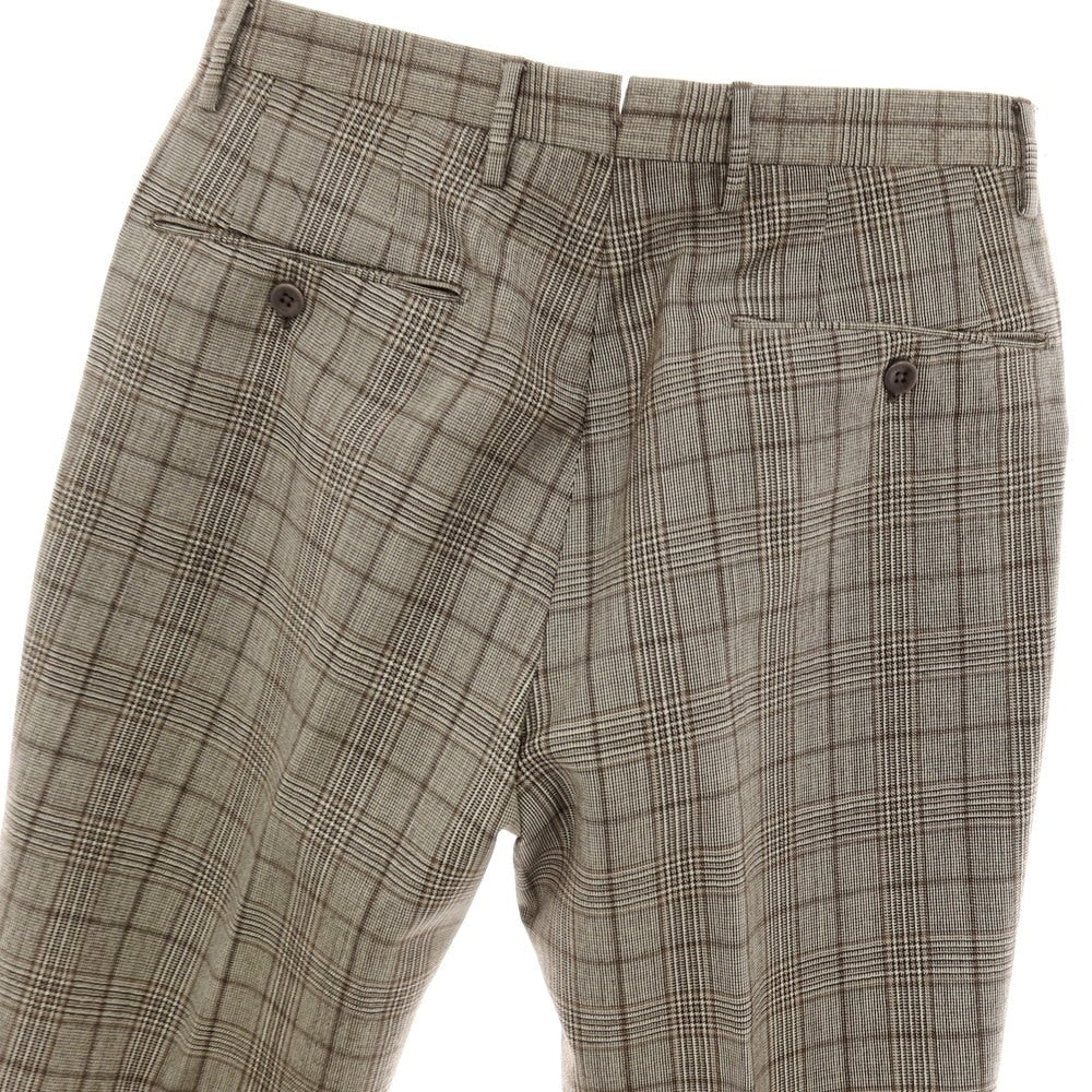 【中古】インコテックス INCOTEX ウール グレンチェック ドレススラックスパンツ ホワイトxダークブラウン×グレージュ【 44 】【 状態ランクB 】【 メンズ 】