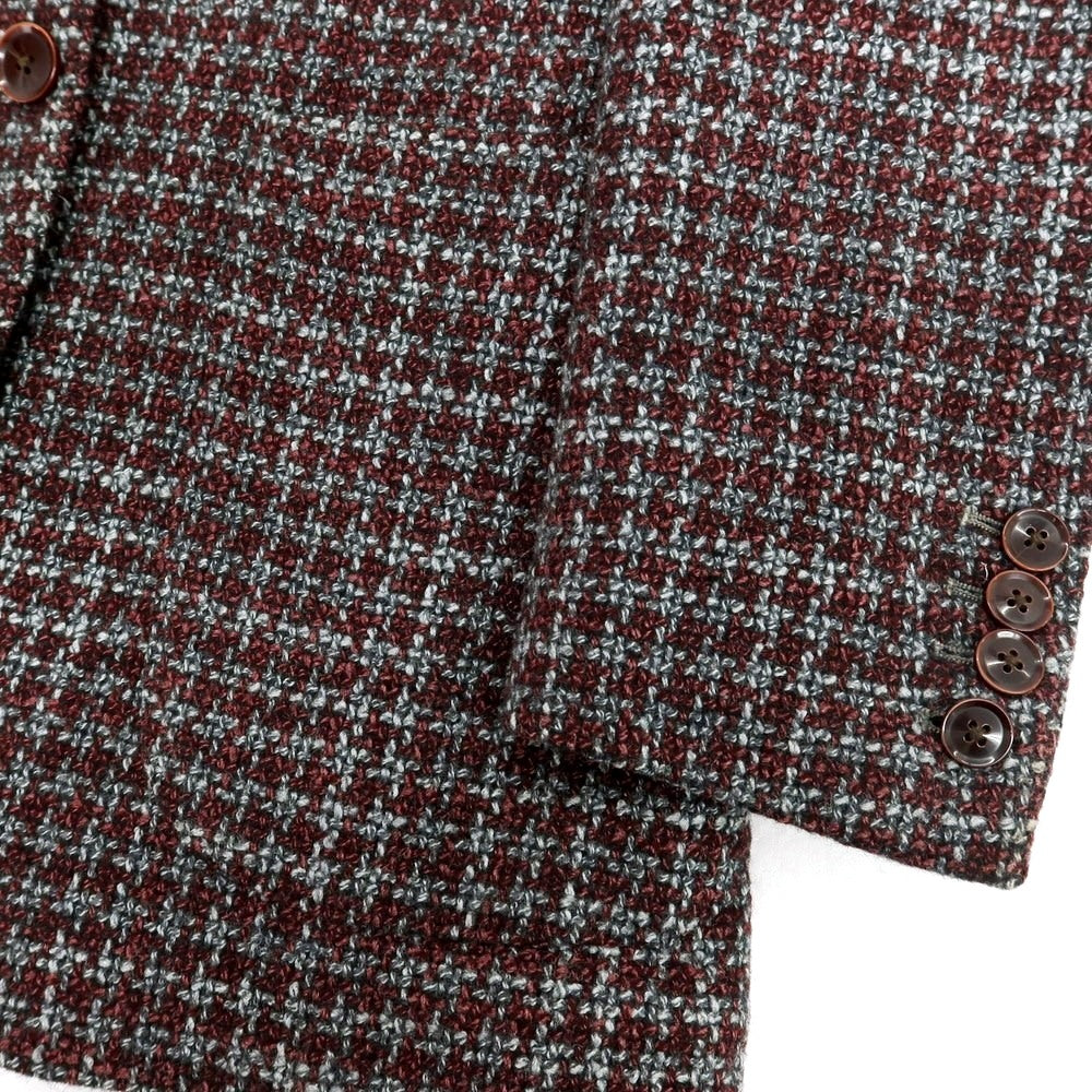 【中古】ジオ ベルナルド Zio Bernard ウールシルク 2B カジュアルジャケット バーガンディxグレー【 46 】【 状態ランクC 】【 メンズ 】