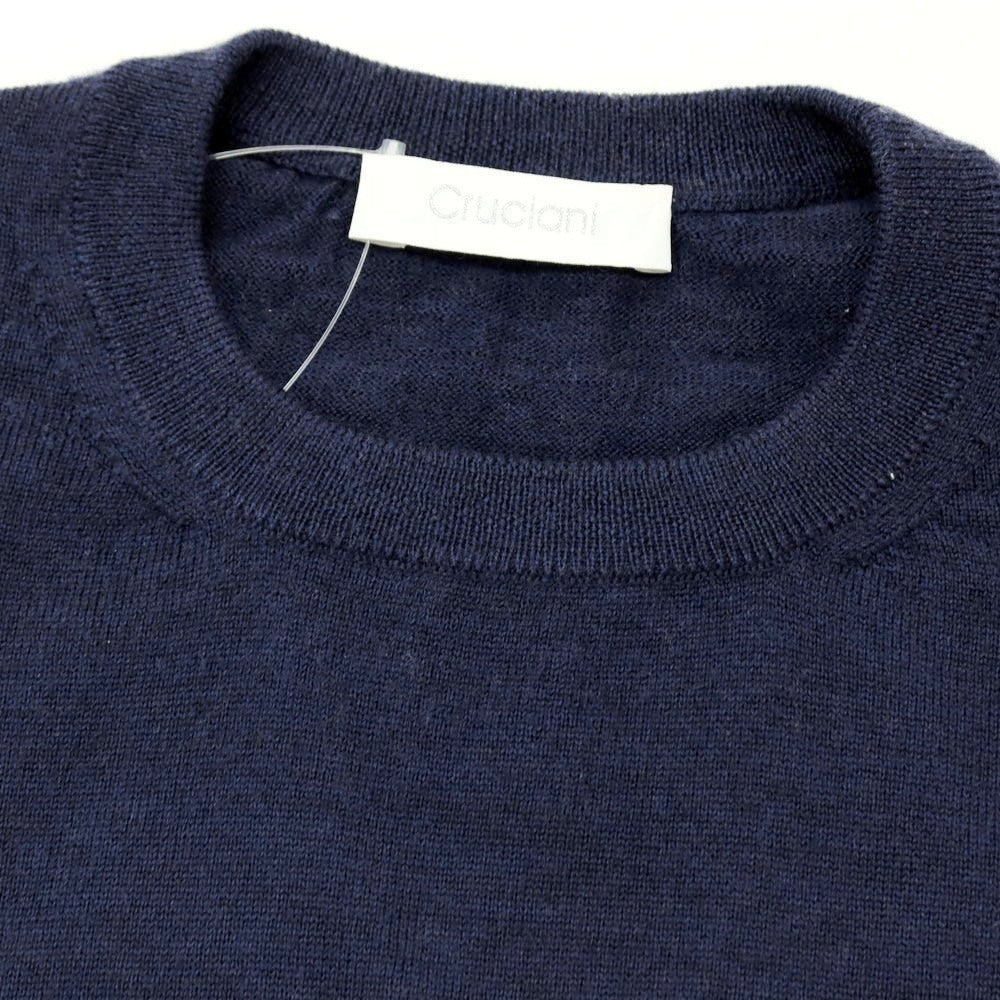 【中古】クルチアーニ CRUCIANI ハイゲージ ウール クルーネック プルオーバーニット ネイビー【 46 】【 状態ランクB 】【 メンズ 】