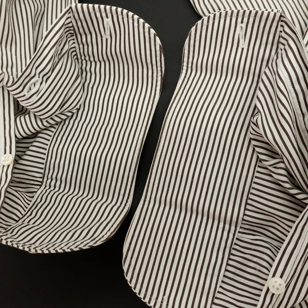 【中古】メイカーズシャツ カマクラ Makers Shirt 鎌倉 コットン ストライプ ドレスシャツ ホワイトxダークブラウン【 39 】【 状態ランクB 】【 メンズ 】