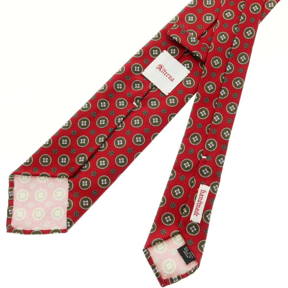 【中古】オルタナ Alterna シルク 小紋柄ネクタイ レッドxカーキ【 状態ランクA 】【 メンズ 】