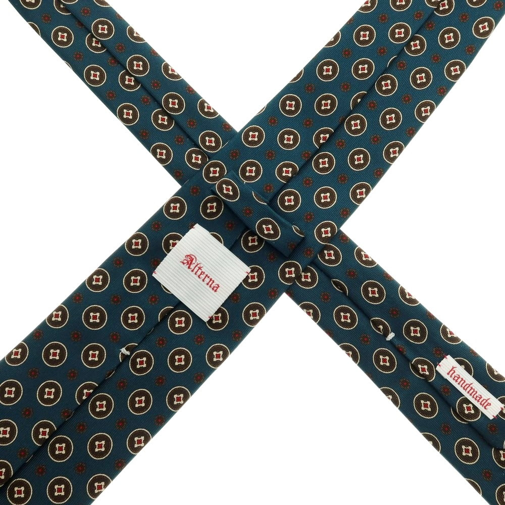【中古】オルタナ Alterna シルク 小紋柄ネクタイ ブルーグリーンxブラウン【 状態ランクA 】【 メンズ 】