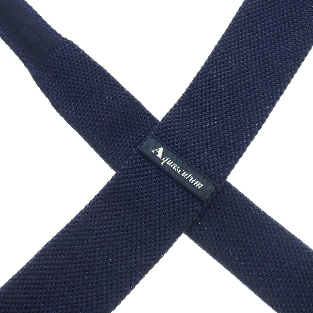 【中古】アクアスキュータム Aquascutum ウール ニットタイ ネイビー【 状態ランクB 】【 メンズ 】