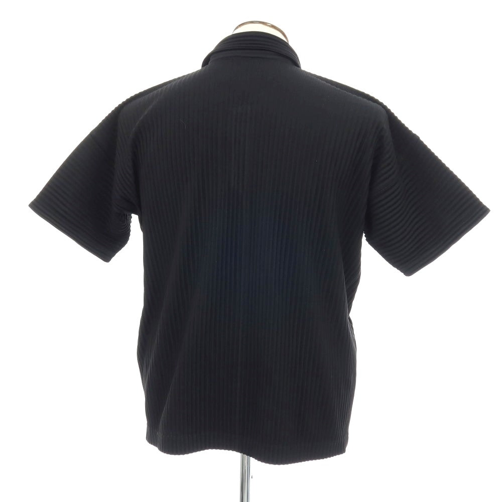 【中古】オム プリッセ イッセイミヤケ HOMME PLISSE ISSEY MIYAKE ポリエステル プリーツ スキッパー 半袖ポロシャツ ブラック【サイズ3】【 状態ランクB 】【 メンズ 】
