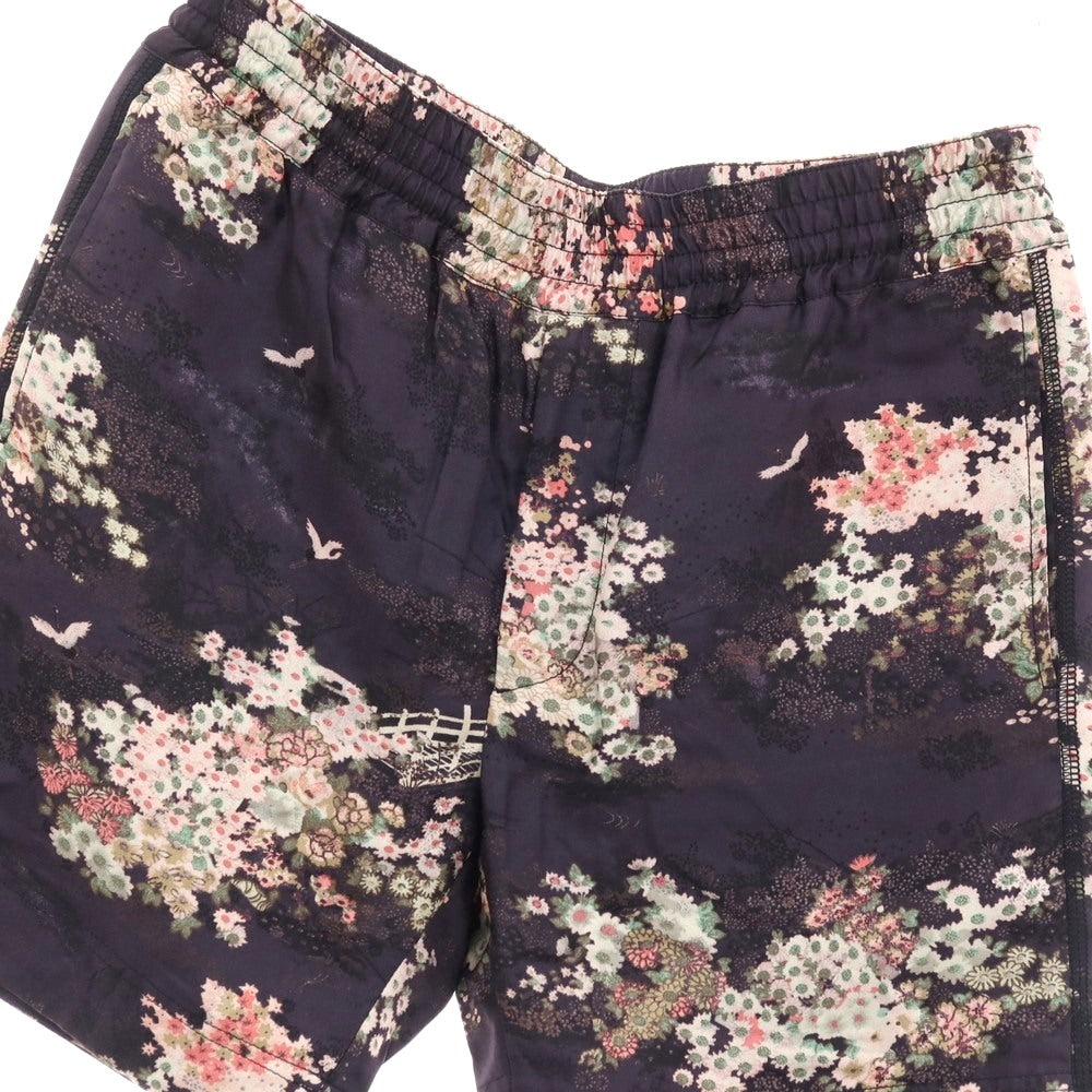 【中古】マークジェイコブス MARC JACOBS シルク 花柄×鶴 プリント ショートパンツ ネイビーxホワイト【サイズM】【 状態ランクB 】【 メンズ 】