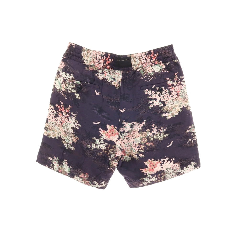 【中古】マークジェイコブス MARC JACOBS シルク 花柄×鶴 プリント ショートパンツ ネイビーxホワイト【サイズM】【 状態ランクB 】【 メンズ 】