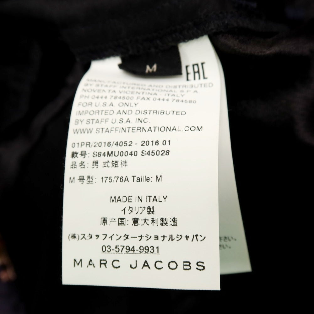 【中古】マークジェイコブス MARC JACOBS シルク 花柄×鶴 プリント ショートパンツ ネイビーxホワイト【サイズM】【 状態ランクB 】【 メンズ 】