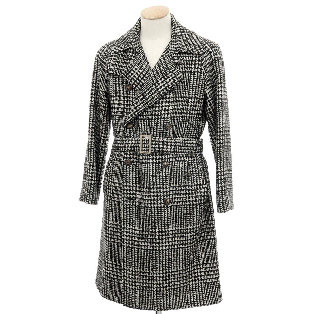 【中古】スティレ ラティーノ STILE LATINO ウールアルパカ チェック トレンチコート ブラックxホワイト【 44 】【 状態ランクB 】【 メンズ 】