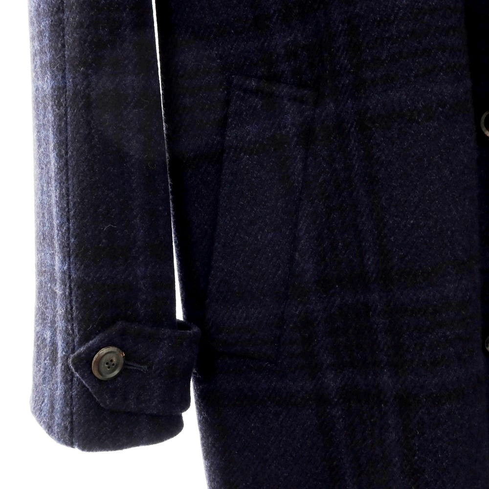 【中古】スティレ ラティーノ STILE LATINO ウールカシミヤ チェック ステンカラーコート ブラックxネイビー【 46 】【 状態ランクB 】【 メンズ 】