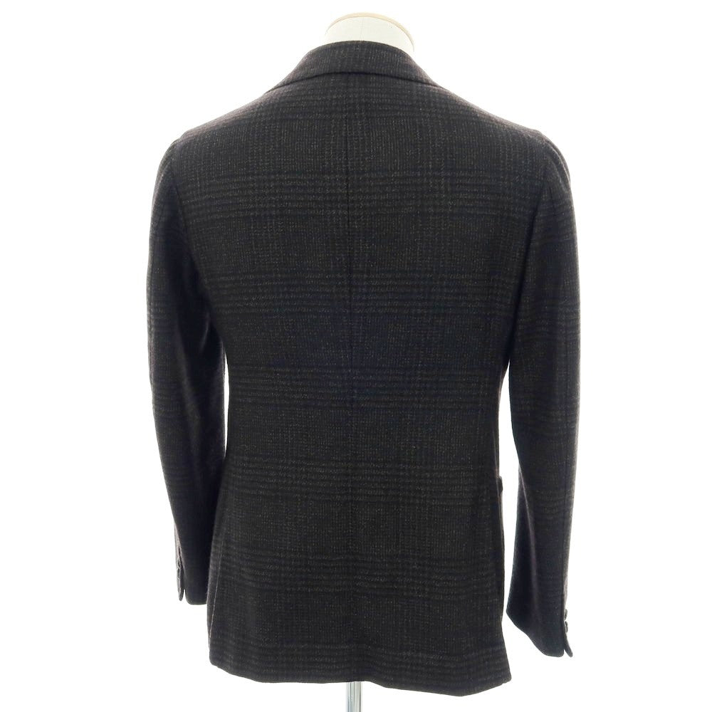 【中古】アルフォンソ シリカ Alfonso Sirica ウール グレンチェック 3B テーラードジャケット ダークブラウンxブラック【 表記なし(S位) 】【 状態ランクC 】【 メンズ 】