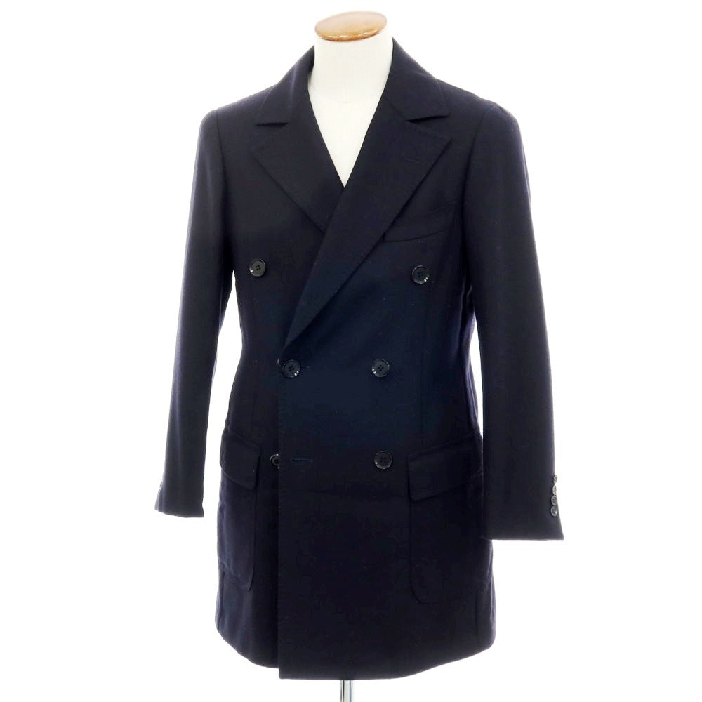 【中古】リングヂャケット RING JACKET ウールカシミヤ ダブル ダブルブレストコート ネイビーxブラック【 48 】【 状態ランクB 】【 メンズ 】