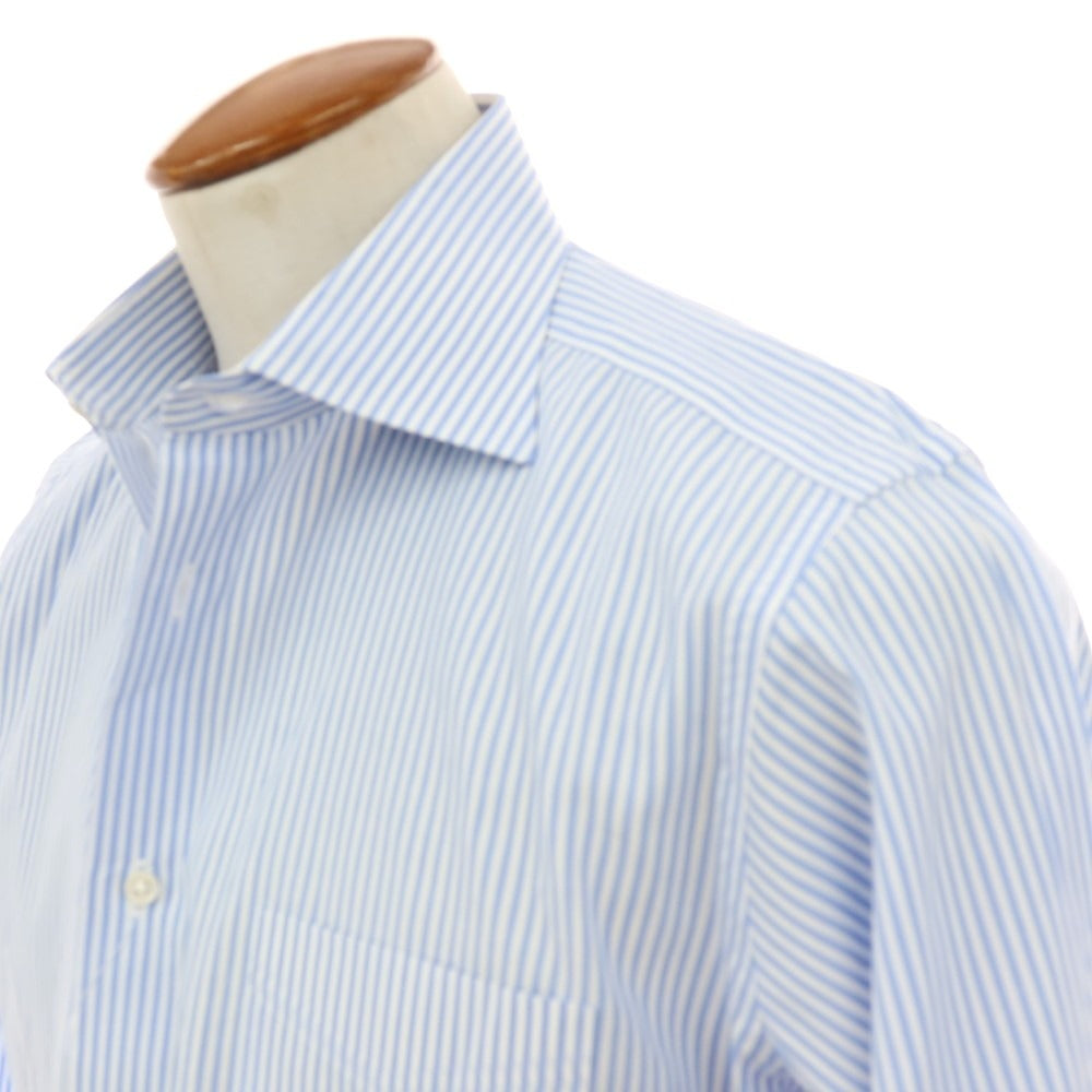 【中古】アザブテーラー azabu tailor コットン ストライプ ドレスシャツ ライトブルーxホワイト【 40 】【 状態ランクB 】【 メンズ 】